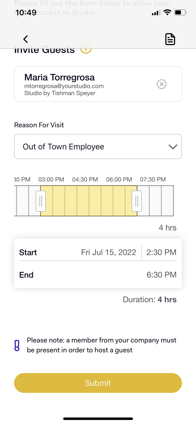 KB - Scroll to pick time of guest visit