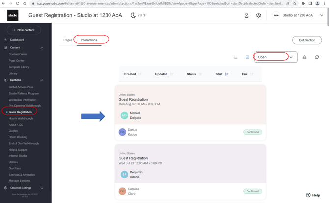 KB2 - Guest interaction page