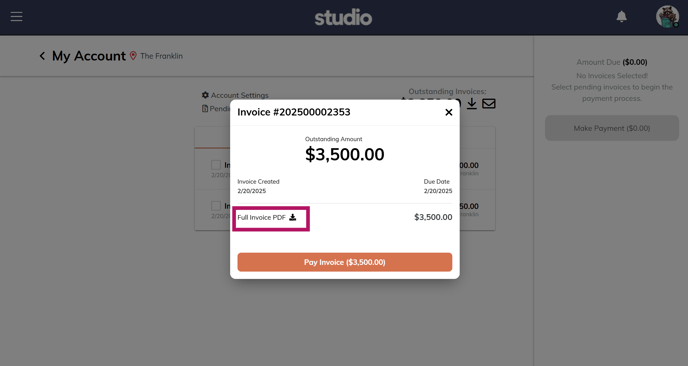 member view - download invoice
